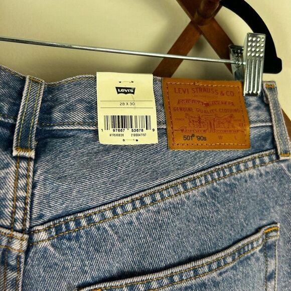 LEVI'S Premium 501 90s Straight Loose Jeans Artificial Finish Medium Wash Size 2 - Picture 9 of 10